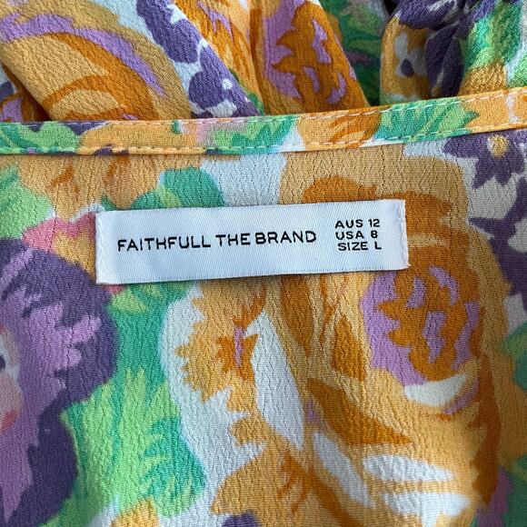 Faithfull the Brand Revolve La Colle Multi Purple Floral Wrap Crop Top 8 - Picture 3 of 11